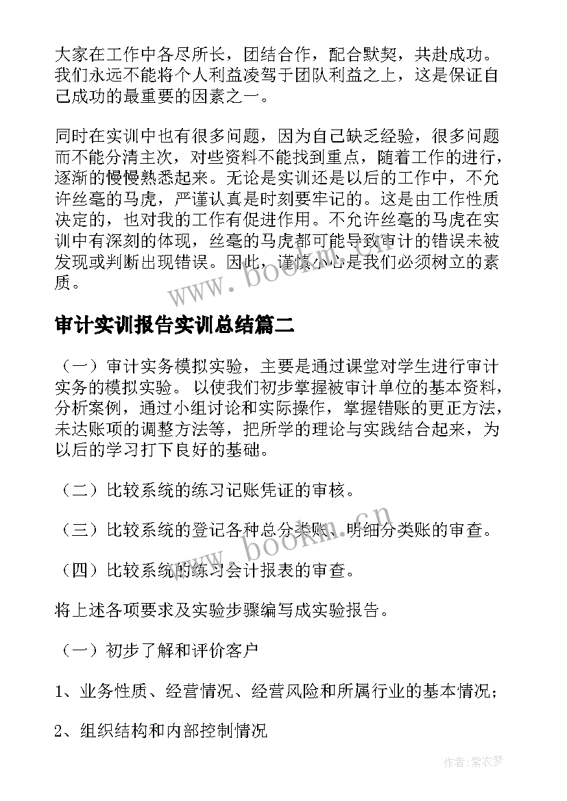 最新审计实训报告实训总结 审计实训报告(汇总10篇)