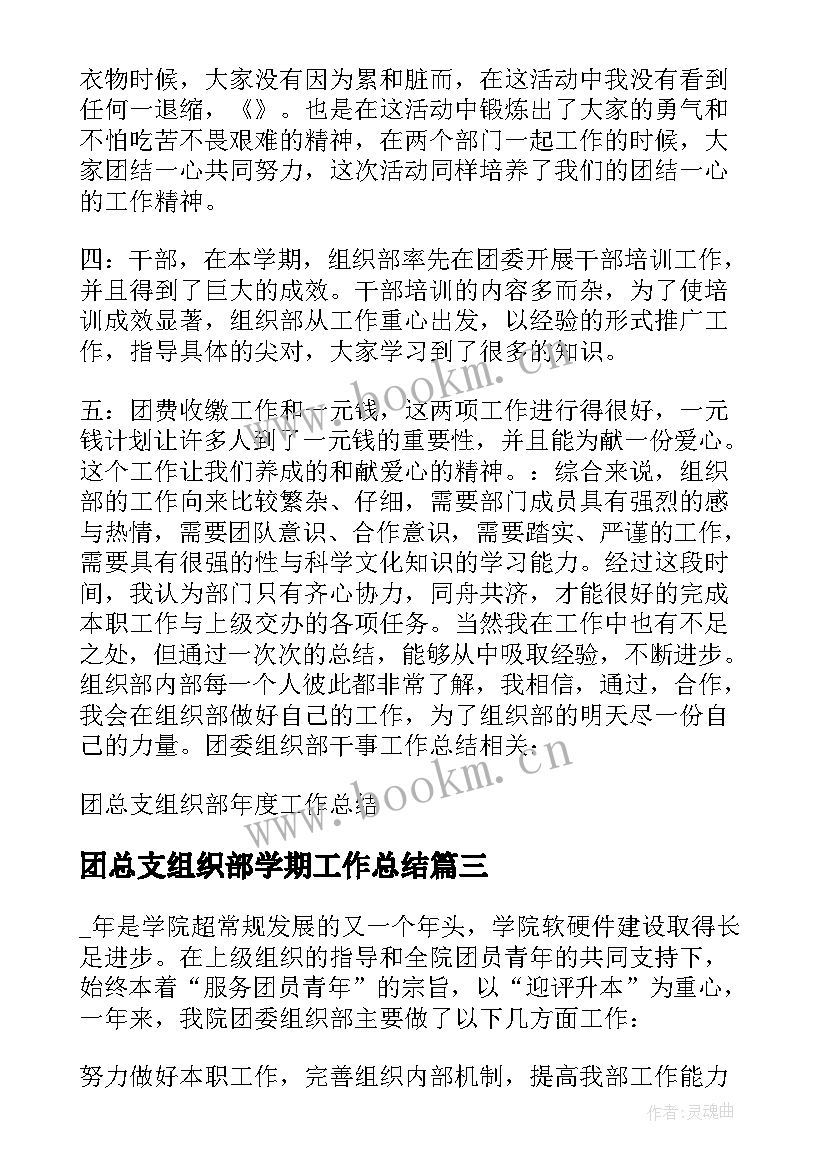 团总支组织部学期工作总结 组织部学期工作总结(优质5篇)