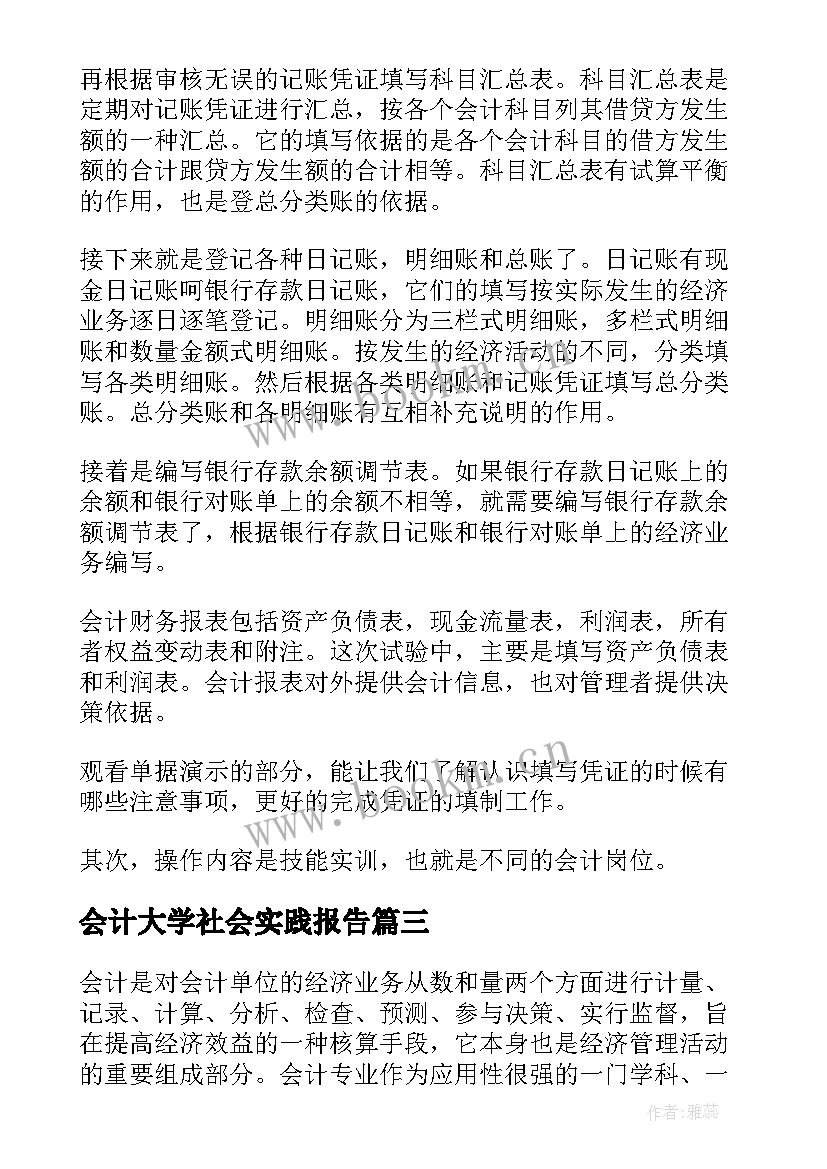 2023年会计大学社会实践报告(大全8篇)