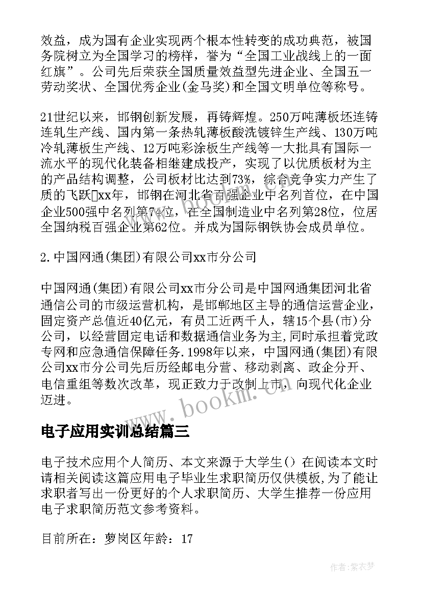 电子应用实训总结(实用5篇)