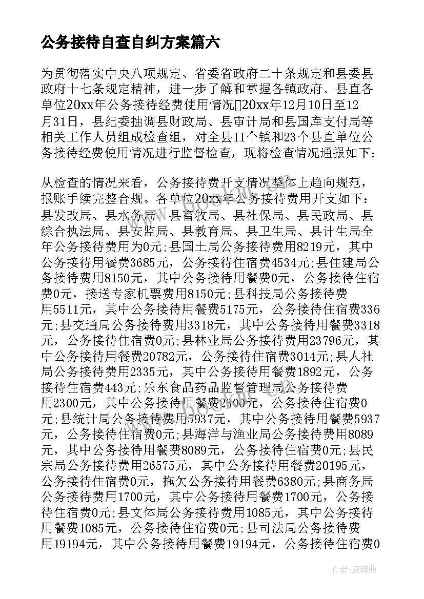 2023年公务接待自查自纠方案(通用7篇)