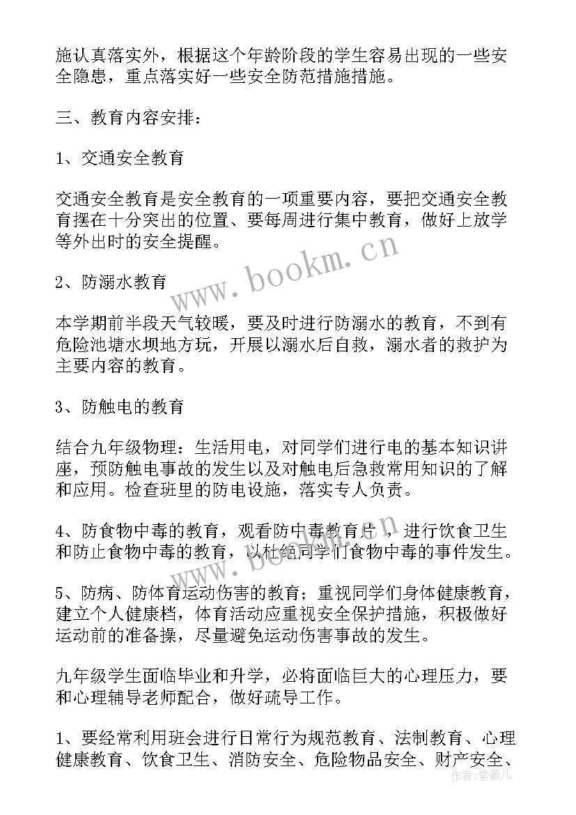 2023年九下班主任工作计划(大全10篇)