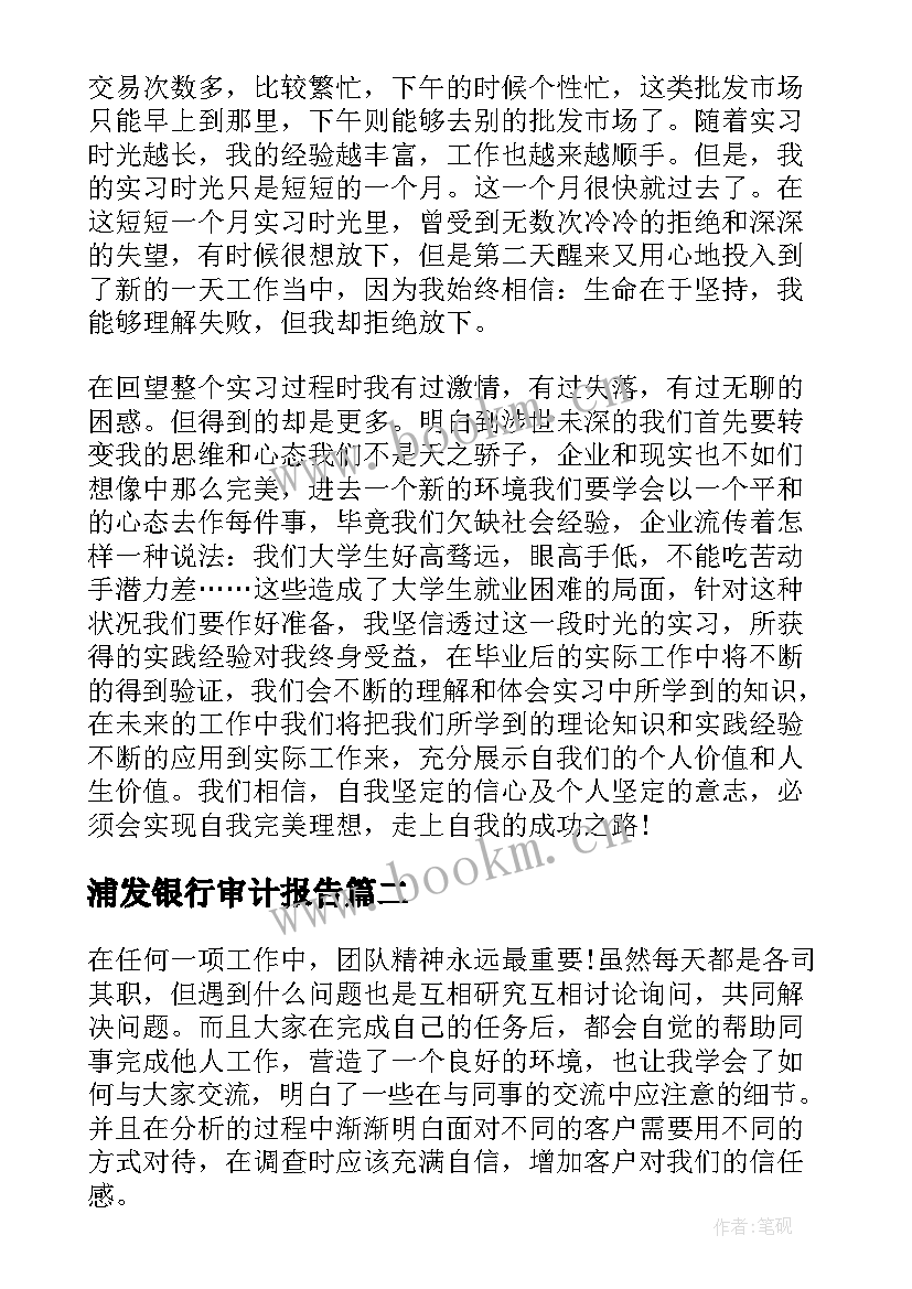 浦发银行审计报告(精选5篇)