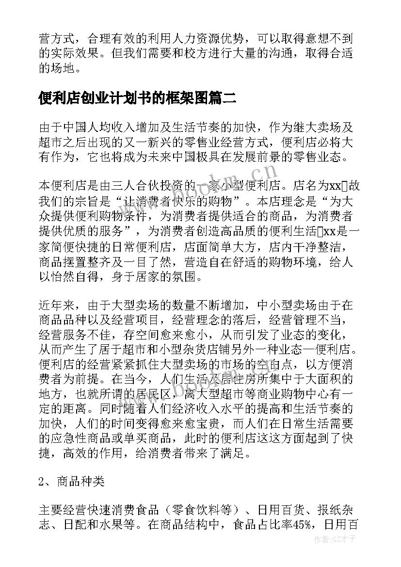 2023年便利店创业计划书的框架图(实用5篇)