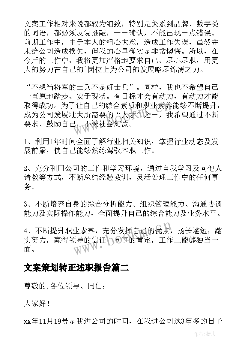 2023年文案策划转正述职报告(汇总5篇)