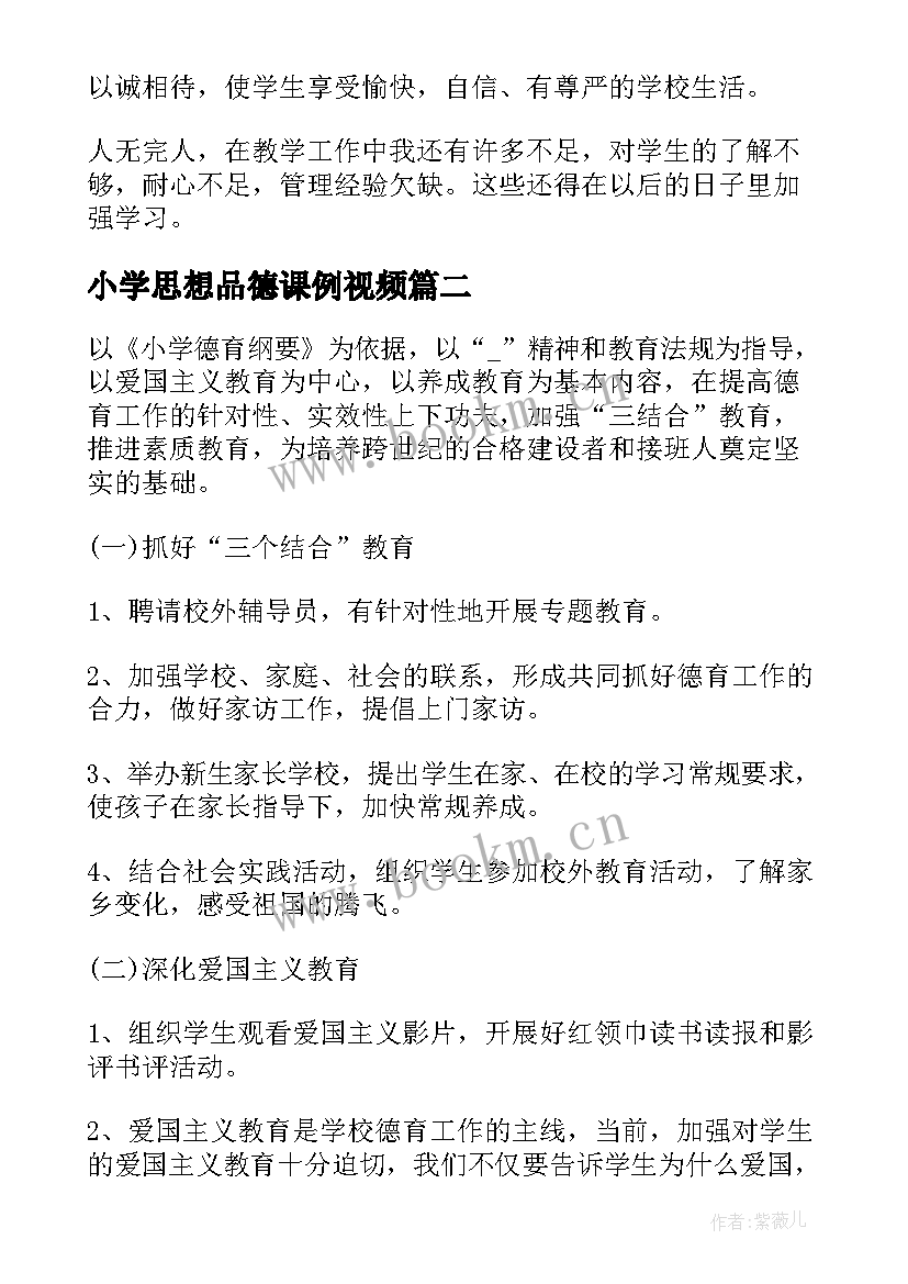 小学思想品德课例视频 小学思想品德教学工作总结(实用5篇)