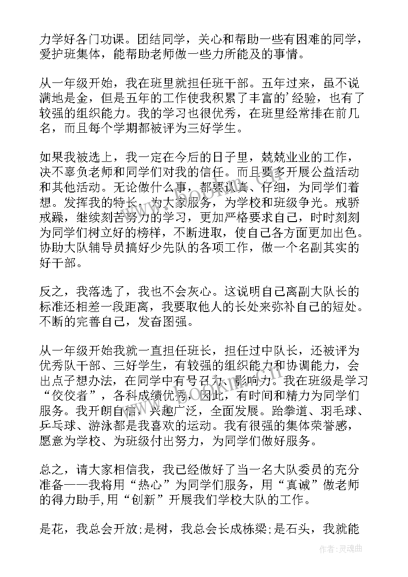 少先队大队干部选举活动 少先队大队干部的竞选演讲稿(精选5篇)