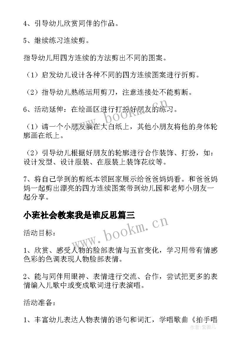 2023年小班社会教案我是谁反思(大全5篇)