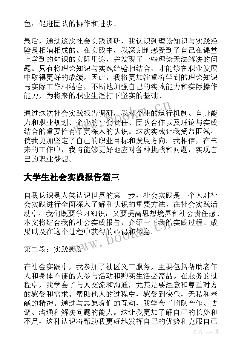 2023年大学生社会实践报告 社会实践报告自我心得体会(模板5篇)