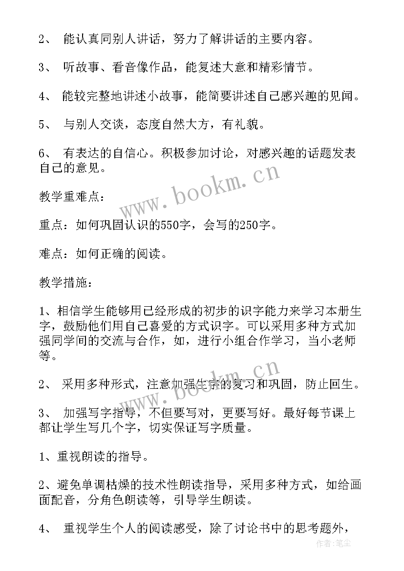 小学语文一年级下学期教学计划 一年级下学期语文教学计划(精选5篇)