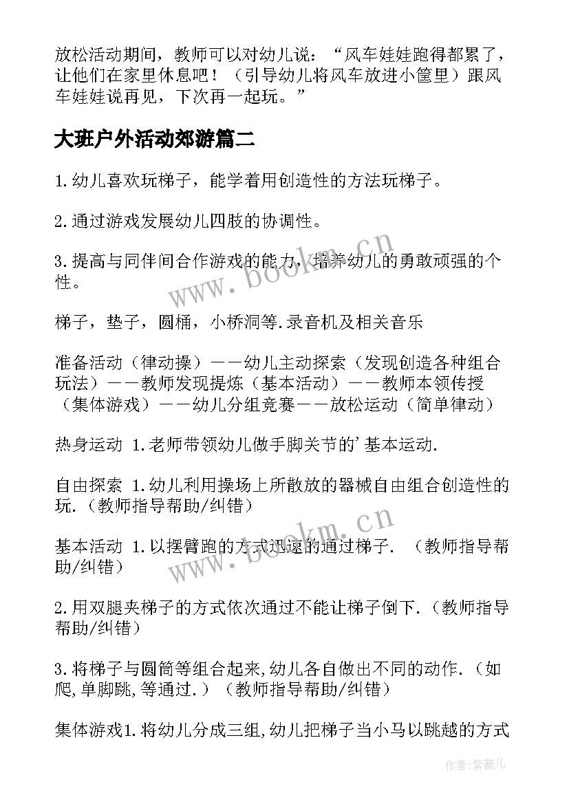 2023年大班户外活动郊游 大班体育活动教案(通用9篇)