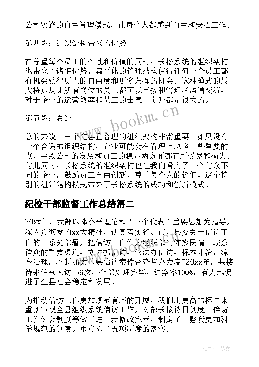 2023年纪检干部监督工作总结(模板6篇)