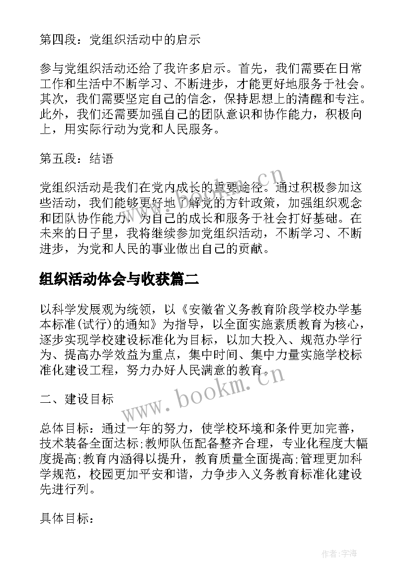 2023年组织活动体会与收获(大全5篇)