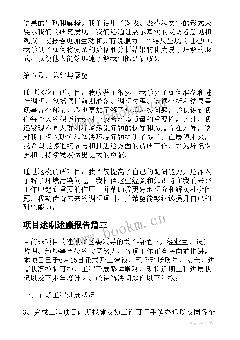 项目述职述廉报告(精选6篇)