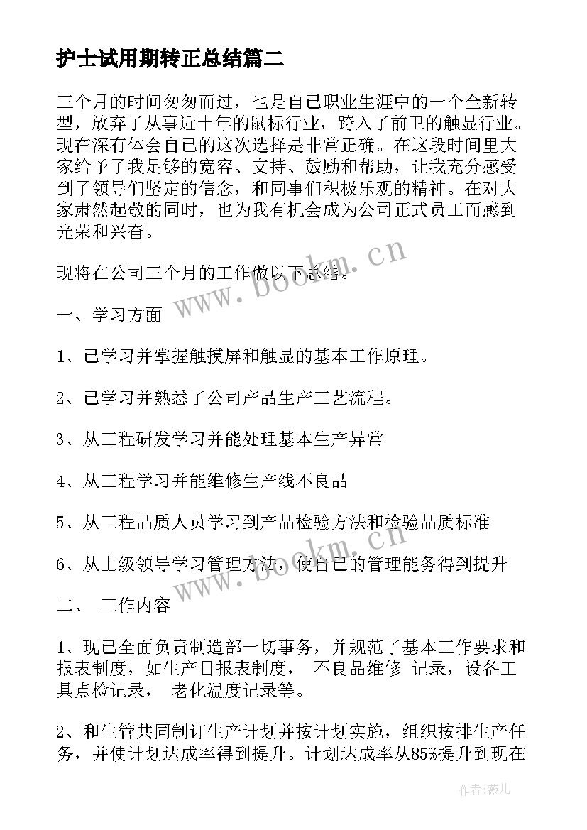 最新护士试用期转正总结 护士试用期转正的工作总结(汇总8篇)