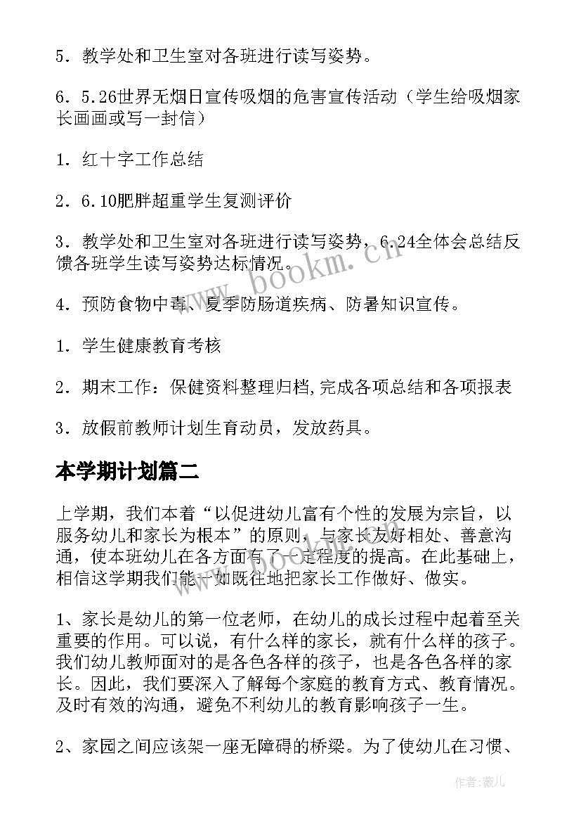 2023年本学期计划(实用7篇)