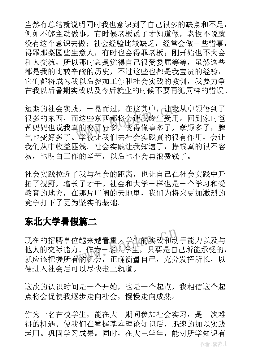 2023年东北大学暑假 大学暑期社会实践报告(优秀8篇)