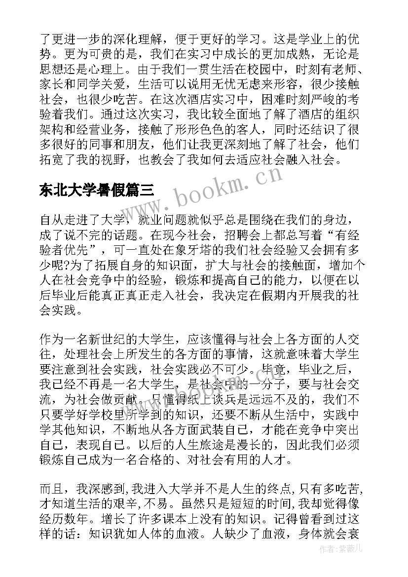 2023年东北大学暑假 大学暑期社会实践报告(优秀8篇)