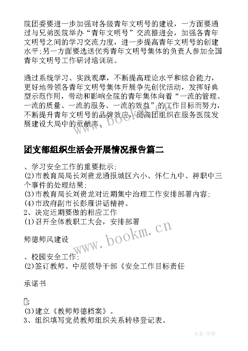 2023年团支部组织生活会开展情况报告(精选8篇)