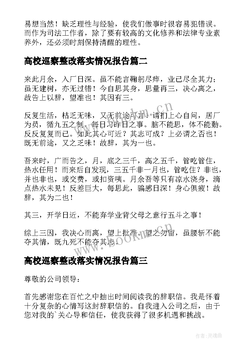 2023年高校巡察整改落实情况报告 大学实习报告(优秀7篇)