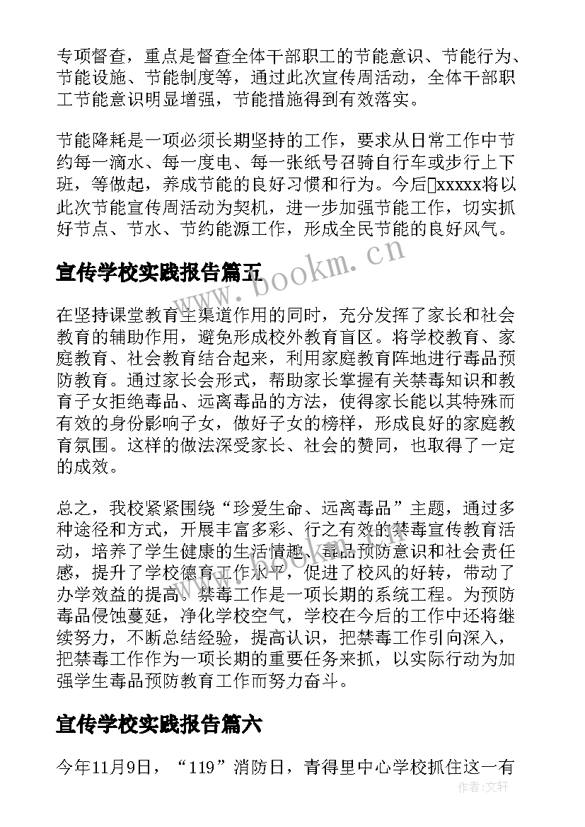 2023年宣传学校实践报告(大全6篇)