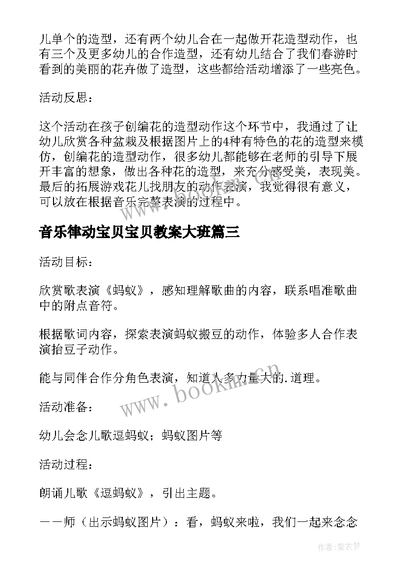 2023年音乐律动宝贝宝贝教案大班(优秀5篇)