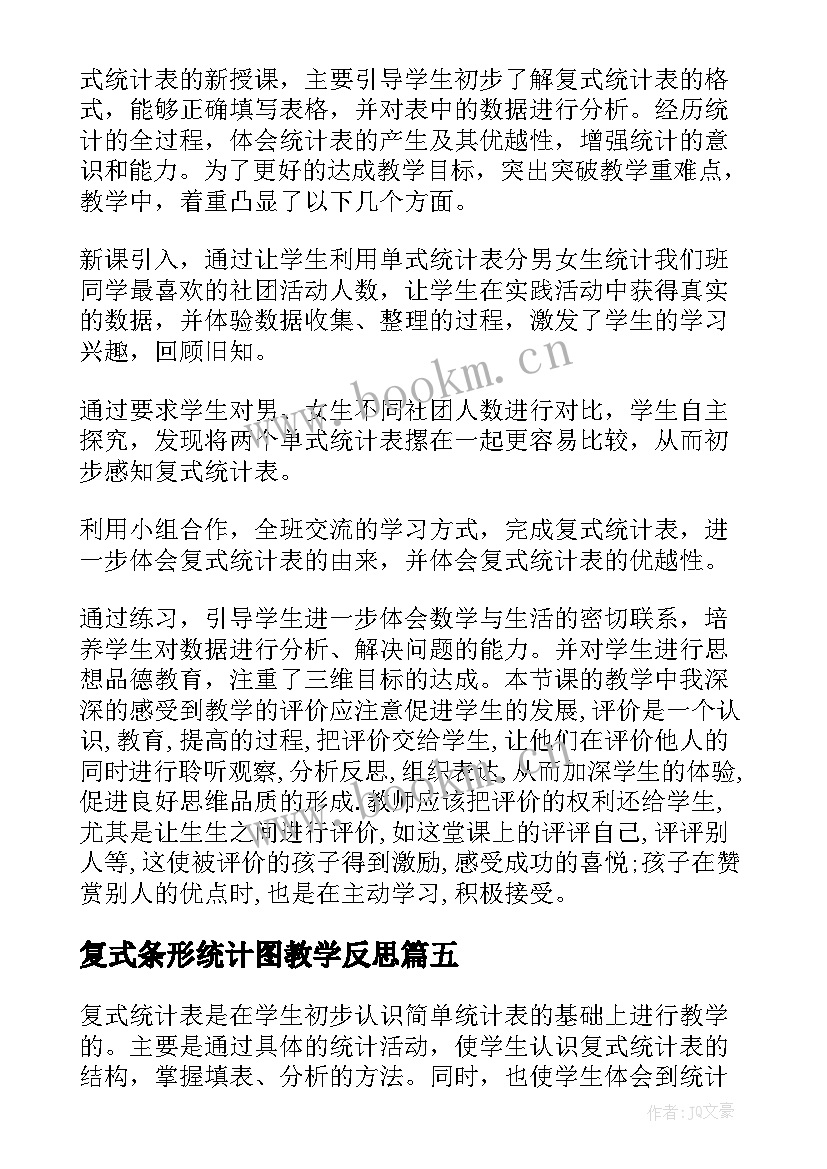 最新复式条形统计图教学反思 复式统计表教学反思(精选7篇)