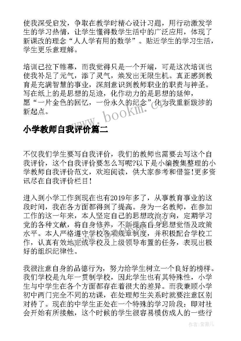 最新小学教师自我评价(大全5篇)