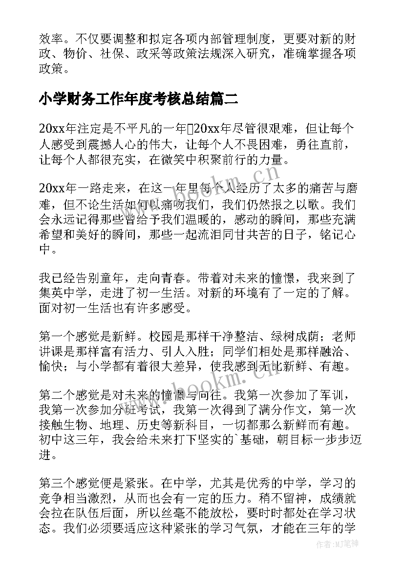 最新小学财务工作年度考核总结(精选5篇)