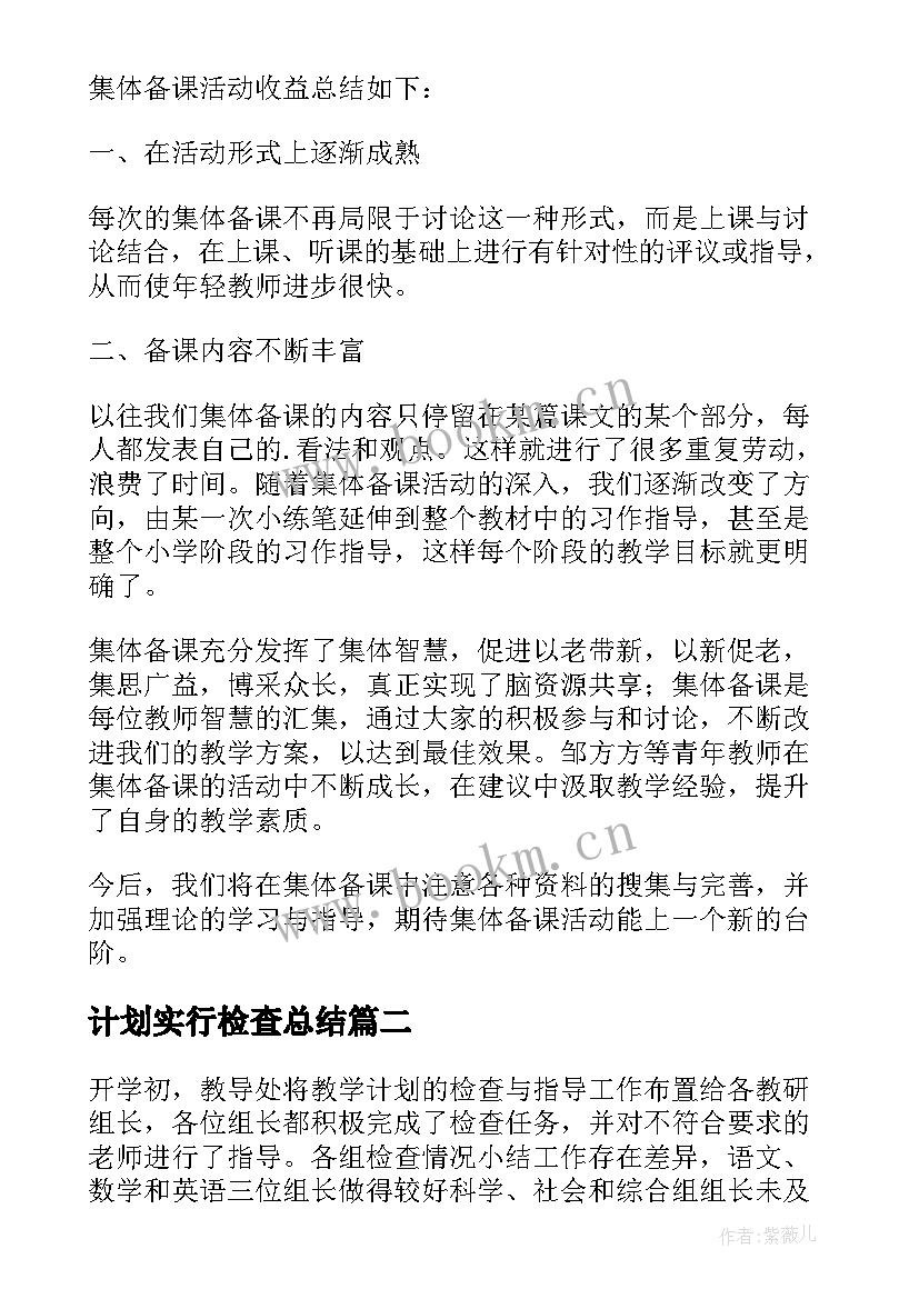 计划实行检查总结(精选5篇)