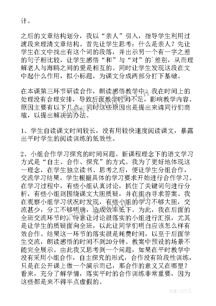 老人与海鸥教案 老人与海鸥教学反思(模板10篇)