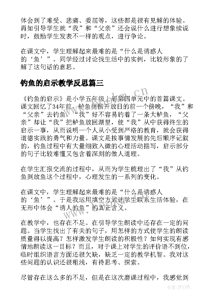 2023年钓鱼的启示教学反思(大全8篇)