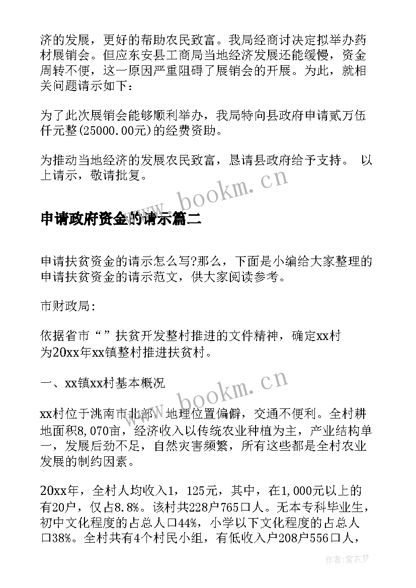 最新申请政府资金的请示 申请资金请示报告(实用5篇)