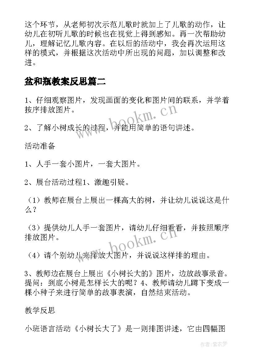 2023年盆和瓶教案反思(模板6篇)