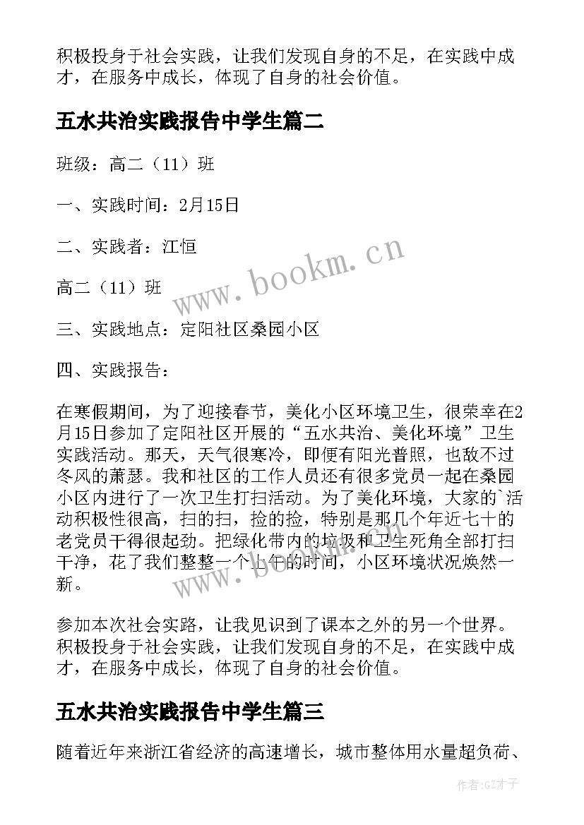 2023年五水共治实践报告中学生(实用5篇)