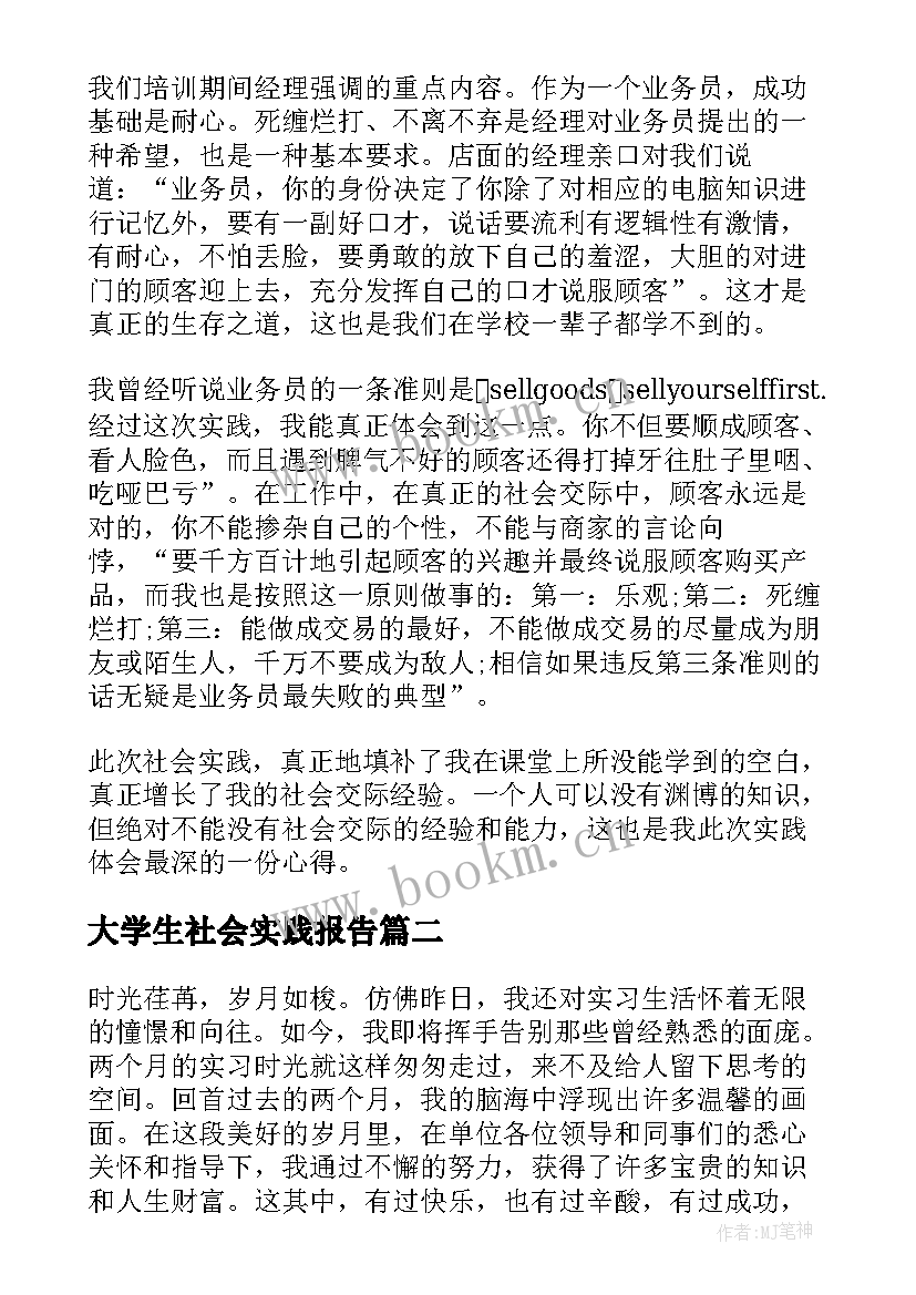 2023年大学生社会实践报告(模板7篇)