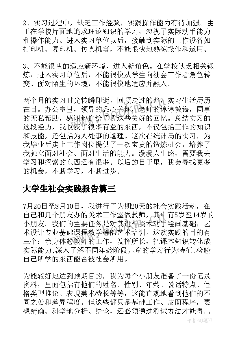 2023年大学生社会实践报告(模板7篇)