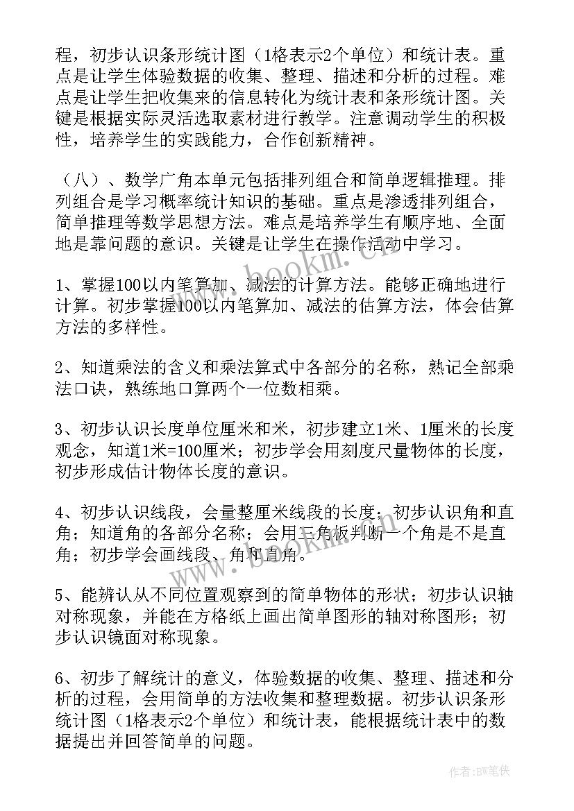 二年级数学教学计划人教版(精选7篇)