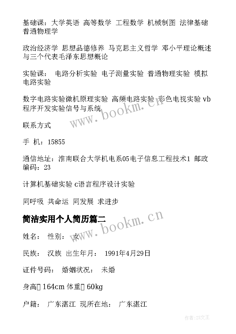 2023年简洁实用个人简历(大全9篇)