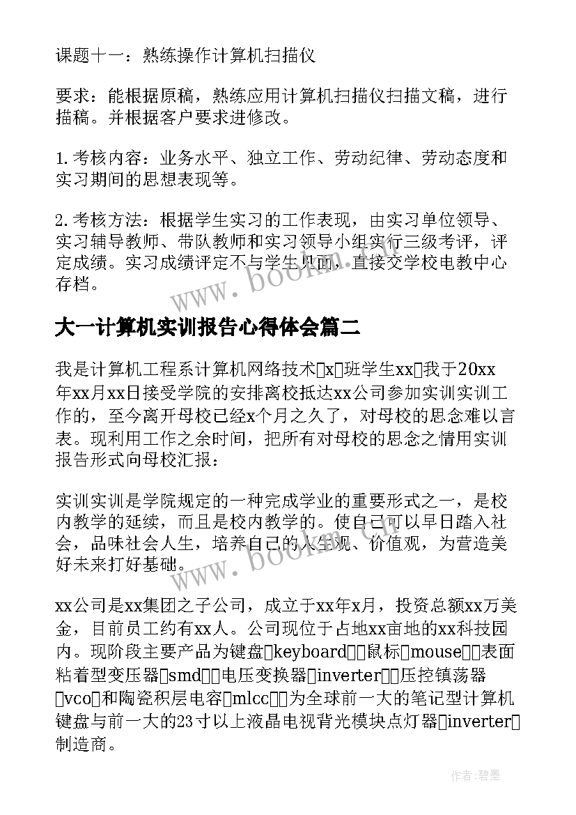 大一计算机实训报告心得体会 计算机实训总结报告(实用5篇)