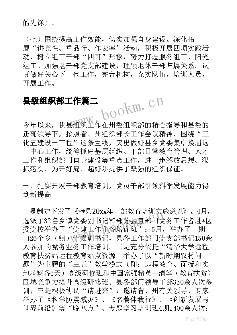 2023年县级组织部工作 县委组织部长工作总结(优秀5篇)