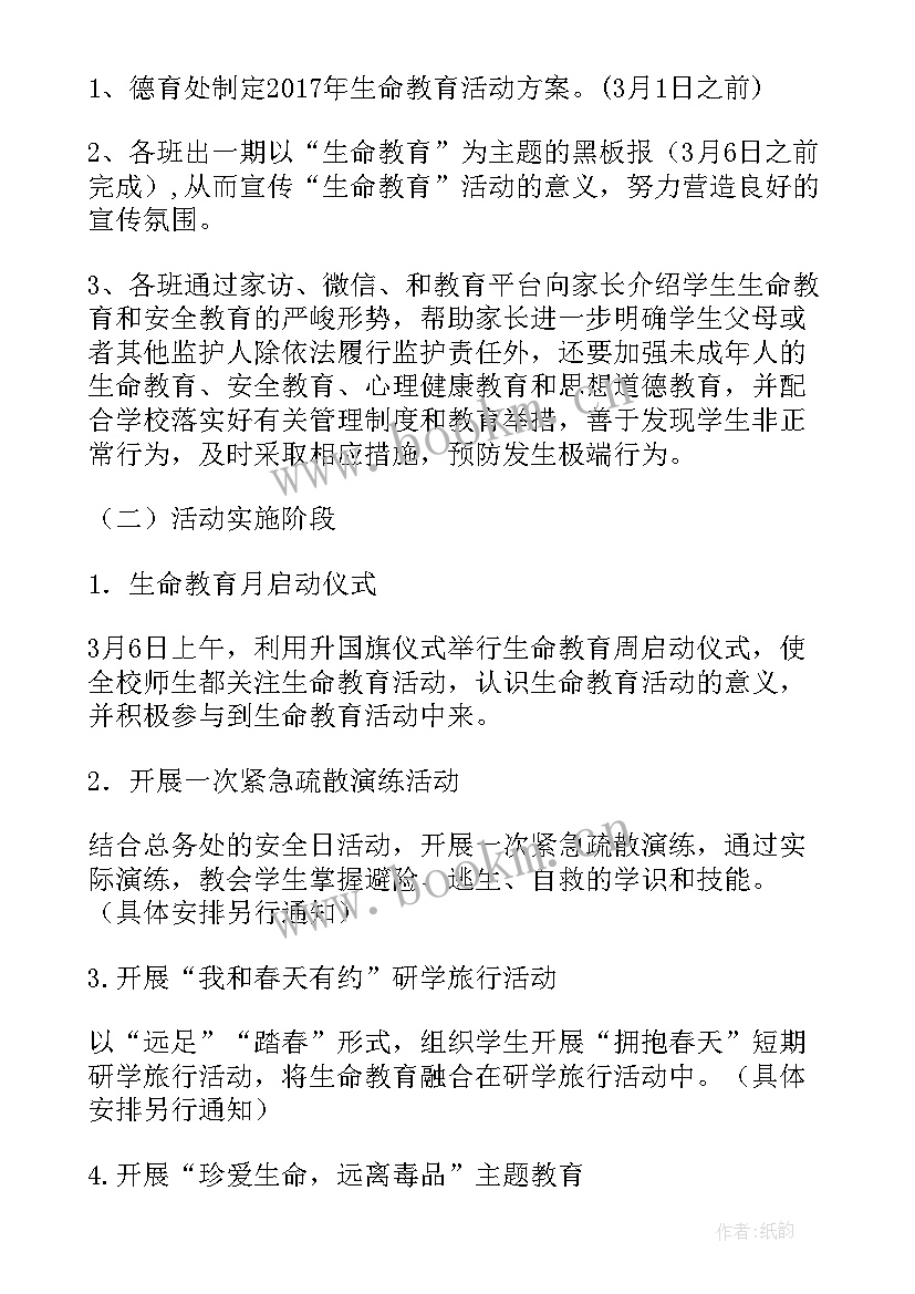 生命之水教育活动方案及反思 生命教育月活动方案(优质5篇)