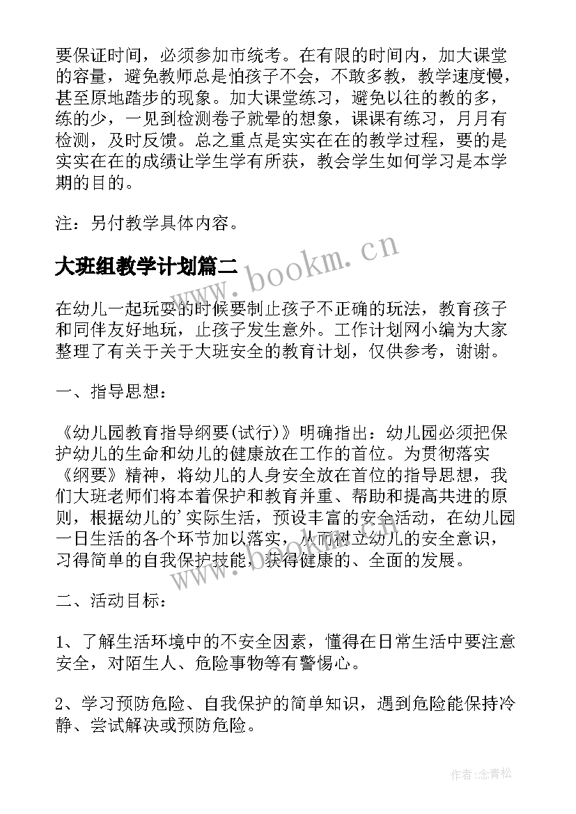 2023年大班组教学计划(实用10篇)