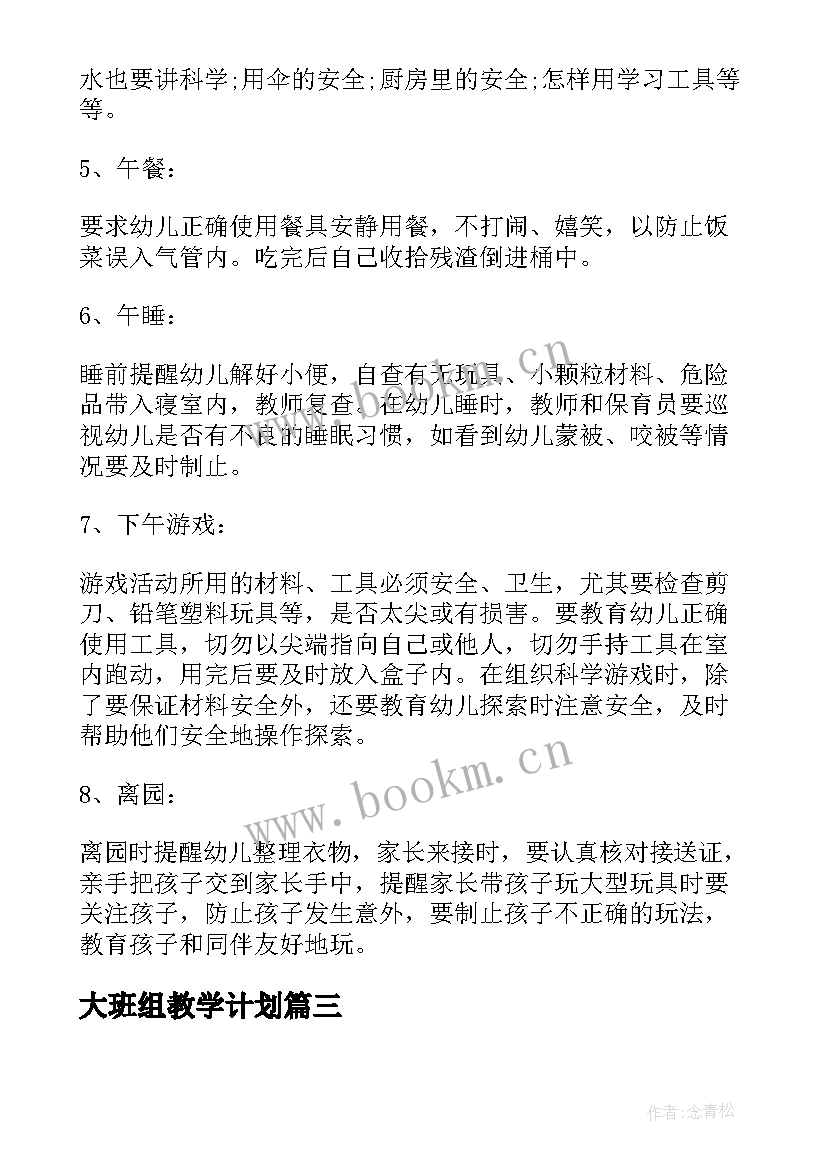 2023年大班组教学计划(实用10篇)