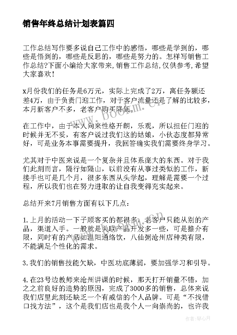 最新销售年终总结计划表 IT销售年终总结及计划(模板5篇)