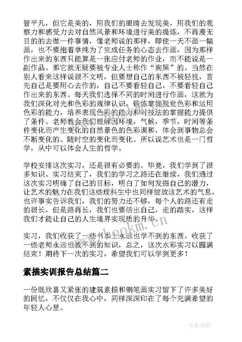 素描实训报告总结(通用5篇)