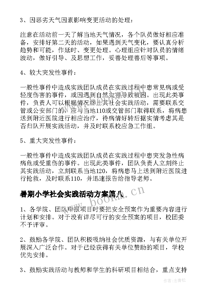 2023年暑期小学社会实践活动方案 暑期社会实践活动方案(大全9篇)