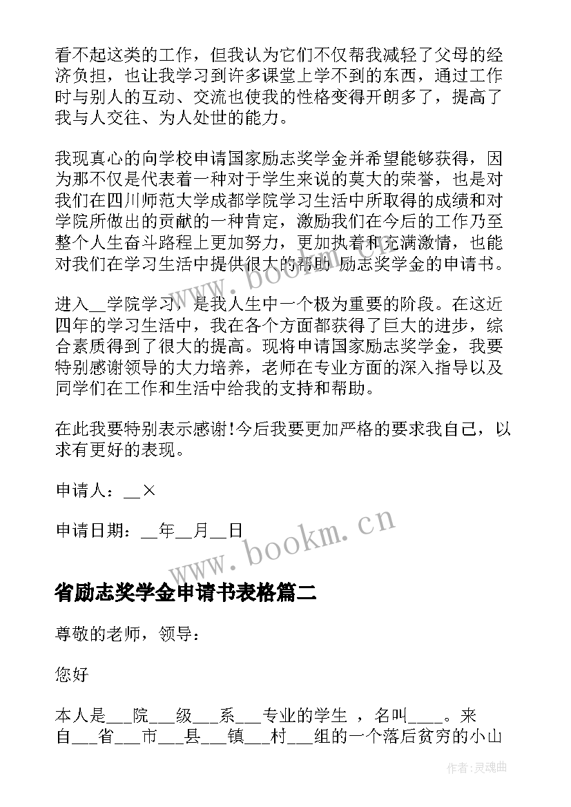 最新省励志奖学金申请书表格 励志奖学金申请书(汇总9篇)