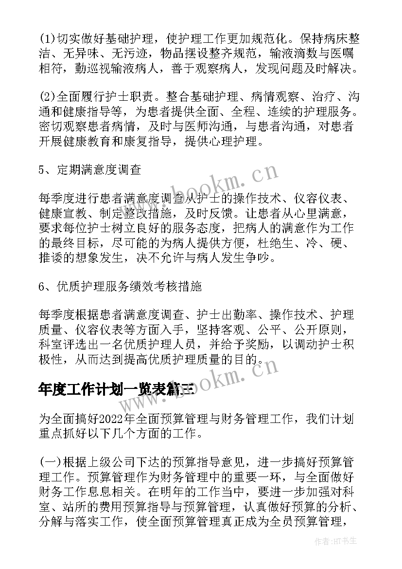 年度工作计划一览表(优秀8篇)