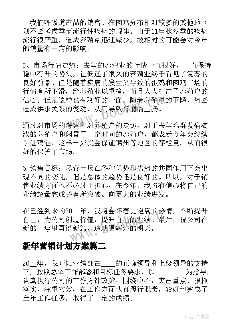 最新新年营销计划方案 年度营销工作计划(实用5篇)